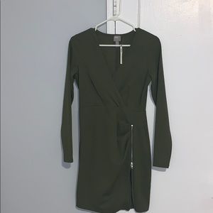 Olive Green Dress with side zip